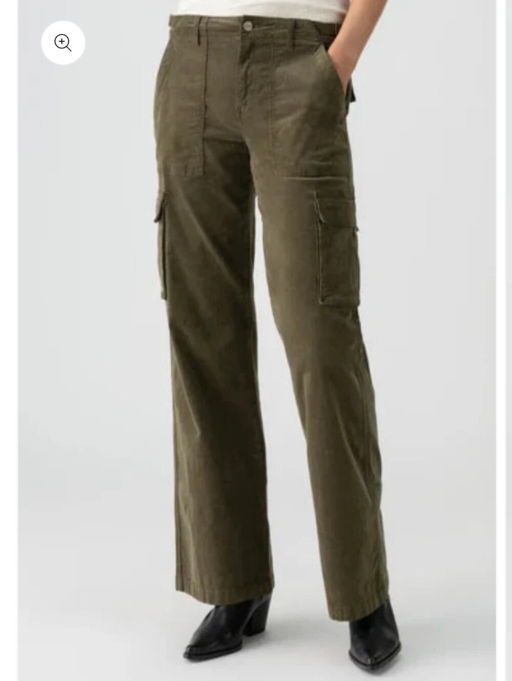 Sanctuary Reissue Cargo Olive Green Corduroy Pants, XS, EUC.